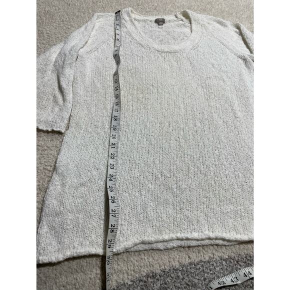 J. Jill Textured Scoop Neck Sweater Womens XL 3/4 Sleeve White Open Knit - Picture 3 of 8